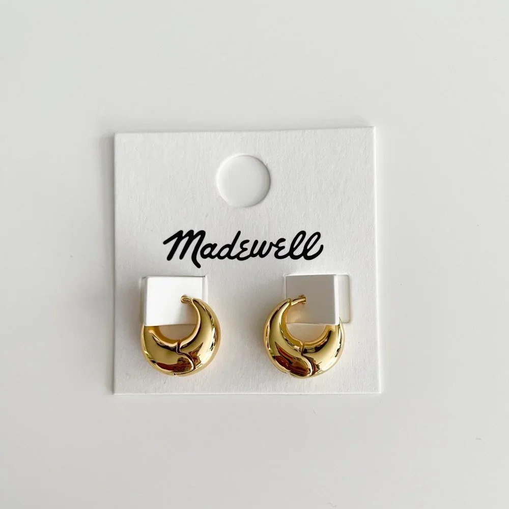 Madewell Puffy Hoop Earrings (Polished Gold) - Picture 3 of 3